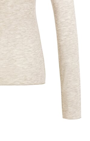 Yaya Long sleeve top with round neck pure cashmere grey melange