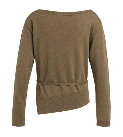 Yaya Boatneck sweater with buttons teak brown