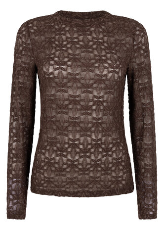 Tramontana Stretch Lace Top Chocolate