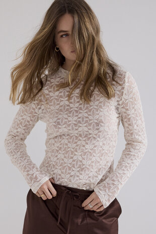 Tramontana Stretch Lace Top Snow