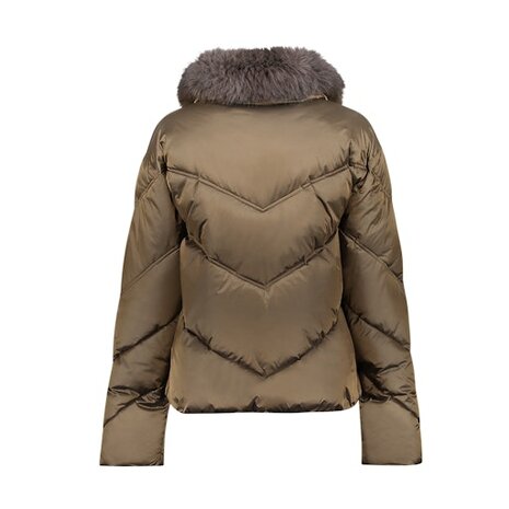Geisha Jacket short fur hood brown 68512-21