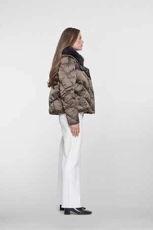 Geisha Jacket short fur hood brown 68512-21