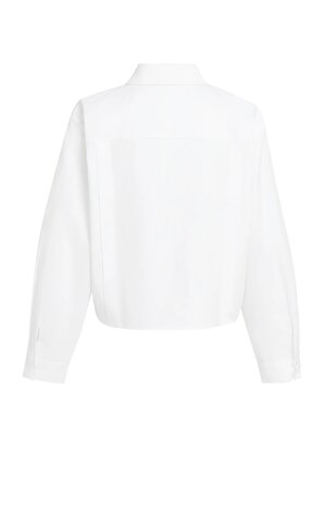 Yaya Poplin blouse with button detail pure white