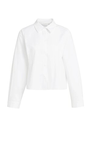 Yaya Poplin blouse with button detail pure white