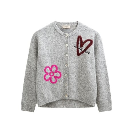 Freequent fqnomas-cardigan Med Grey Mel w Fuchsia Purple