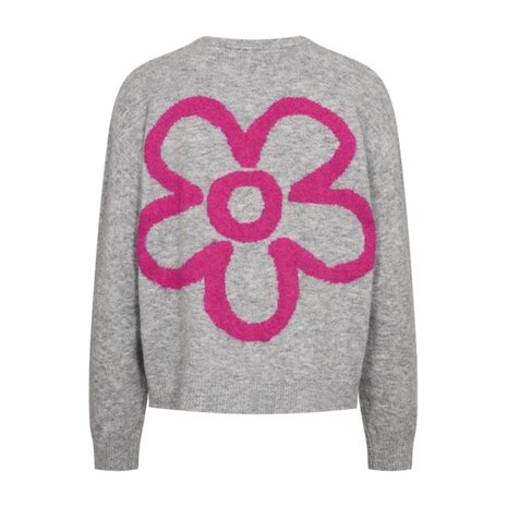 Freequent fqnomas-cardigan Med Grey Mel w Fuchsia Purple