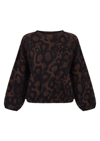 Tramontana Top Shadow Dots Print Brown and Black D01-21-401