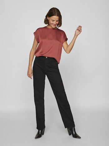 Vila viellette s/s satin top - noos Marsala