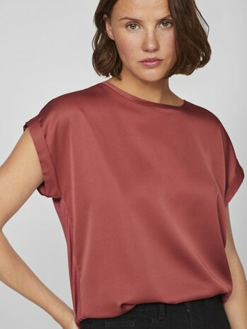 Vila viellette s/s satin top - noos Marsala