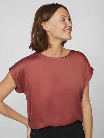 Vila viellette s/s satin top - noos Marsala