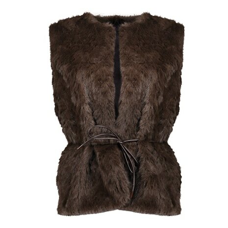 Geisha Gilet im fur & belt dark brown 65536-70