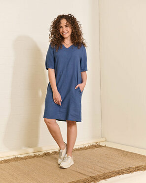 Fos Jurk - Linde Linnen Uni Donker-Jeans