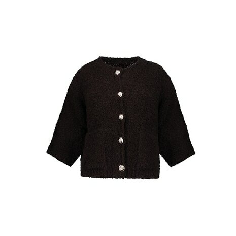 Geisha Vest boucle short sleeves dark brown 64552-70 dark brown