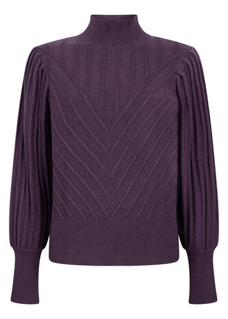 Tramontana Puff-Sleeve Jumper AubergineNoir