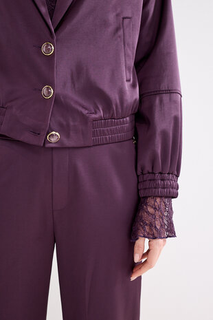 Tramontana Jacket Bonded Satin AubergineNoir
