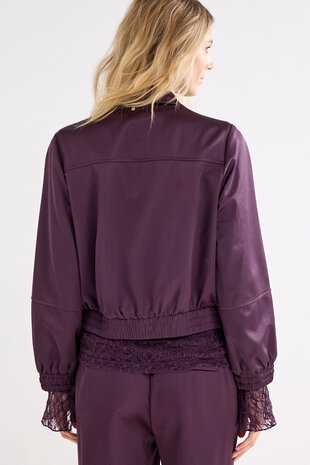 Tramontana Jacket Bonded Satin AubergineNoir