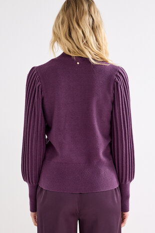 Tramontana Puff-Sleeve Jumper AubergineNoir