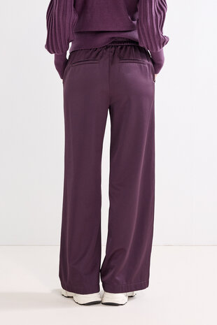 Tramontana Trousers Bonded Satin AubergineNoir