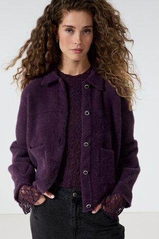 Tramontana Feather Yarn Jacket AubergineNoir