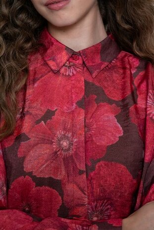 Geisha blouse brown/red 63655-20