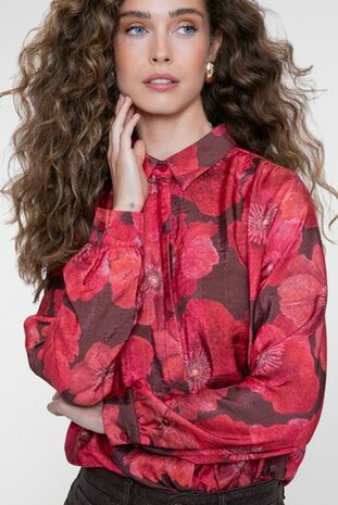 Geisha blouse brown/red 63655-20