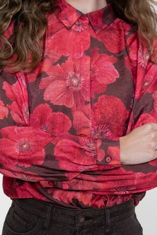 Geisha blouse brown/red 63655-20