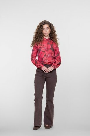 Geisha blouse brown/red 63655-20