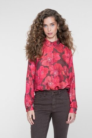 Geisha blouse brown/red 63655-20