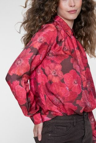 Geisha blouse brown/red 63655-20