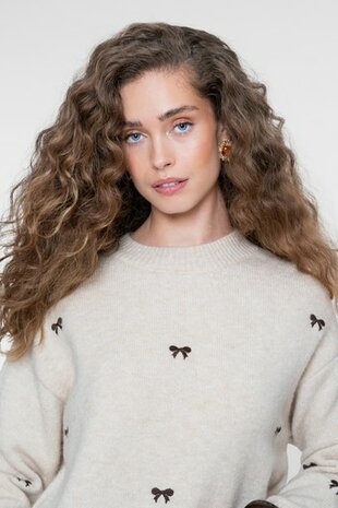 Geisha Pullover embro bowtie sand/dark brown 64538-23 sand/dark brown