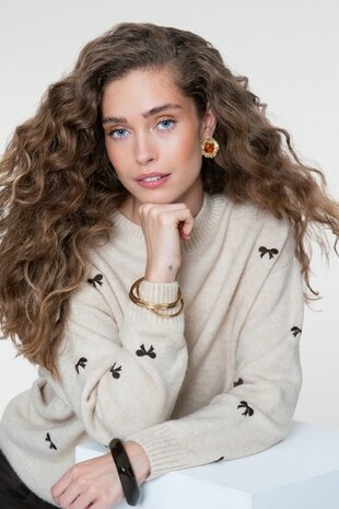 Geisha Pullover embro bowtie sand/dark brown 64538-23 sand/dark brown
