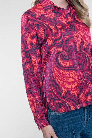 Geisha blouse navy/coral 63675-20