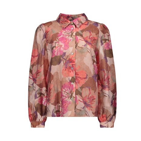 Geisha Blouse with flowers rosebud/sand/purple 63829-14 rosebud/sand/purple