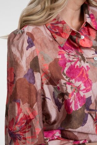 Geisha Blouse with flowers rosebud/sand/purple 63829-14 rosebud/sand/purple