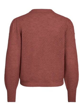 Vila vikka o-neck l/s detail knit top/pb Marsala