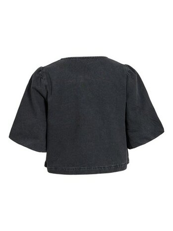Vila vipal 2/4 rhinestone denim top blk Black Denim