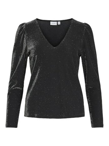 Vila vieleinas v-neck top Black Beauty