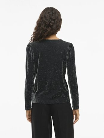 Vila vieleinas v-neck top Black Beauty
