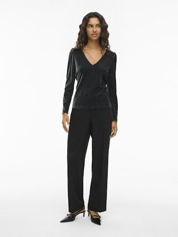 Vila vieleinas v-neck top Black Beauty