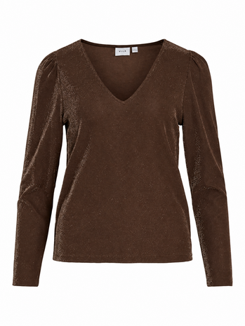 Vila vieleinas v-neck top Coffee Bean