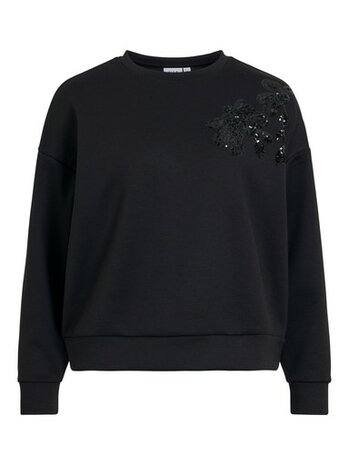 Vila visiffa sequin o-neck l/s sweat top Black Beauty