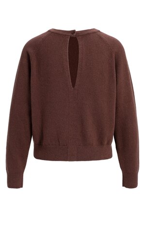 Yaya Long sleeve sweater with open back detail bitter chocolate red