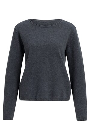 Yaya Sweater with scarf with buttons dark anthracite melange