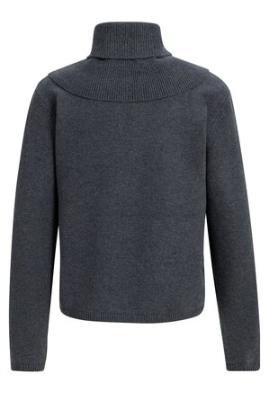 Yaya Sweater with scarf with buttons dark anthracite melange