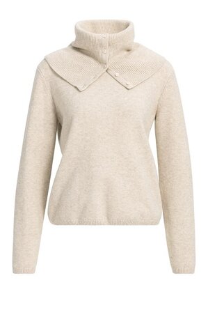 Yaya Sweater with scarf with buttons light beige melange
