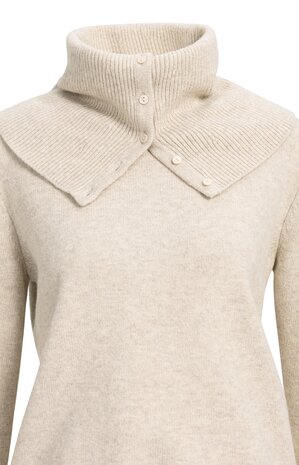 Yaya Sweater with scarf with buttons light beige melange