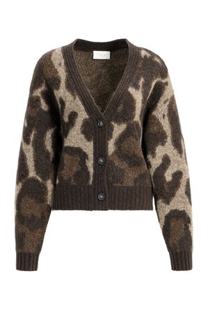 Yaya Knitted cardigan batwing sleeves cocoa brown dessin