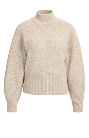 Yaya High neckline wide batwing sweater light beige melange