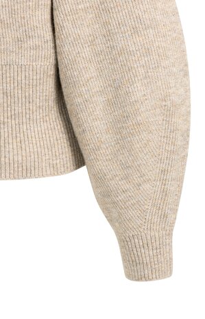 Yaya High neckline wide batwing sweater light beige melange