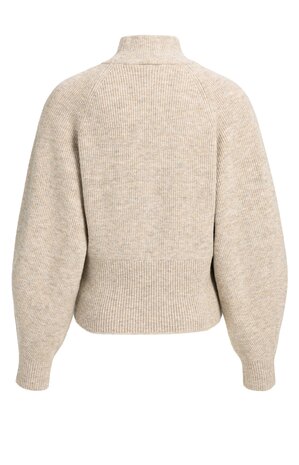 Yaya High neckline wide batwing sweater light beige melange